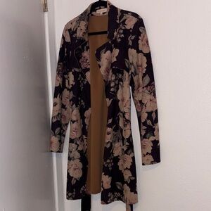 Solitaire Floral Trench Coat - Black and Cream